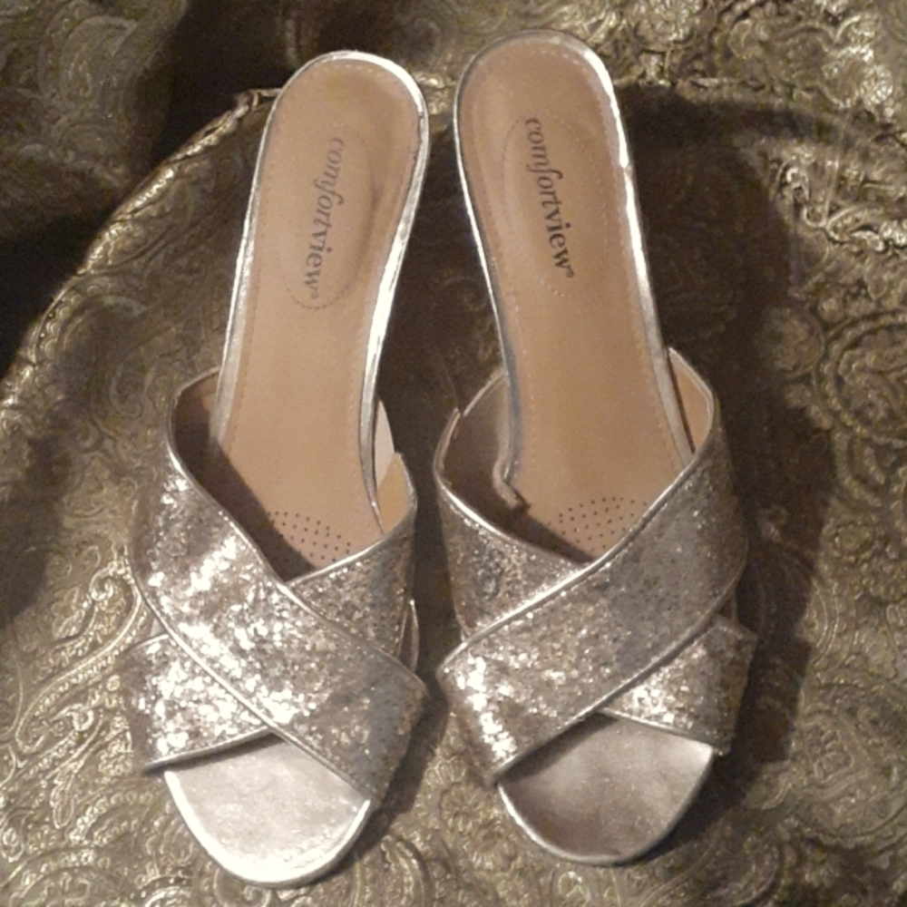Gold Glitter Mules
